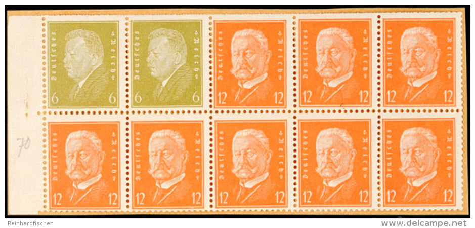 Reichspräsidenten-Heftchenblatt Postfrisch, Rand Angeklebt, Mi. 220.-, Katalog: HBl.62B **Presidents Of... - Autres & Non Classés