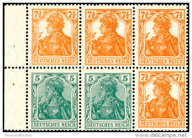 Germania 1919, 7&frac12; Pf. + 5 Pf., Heftchenblatt Mit Rand Postfrisch, Mi. 200.-, Katalog: HBl.22abA0... - Autres & Non Classés