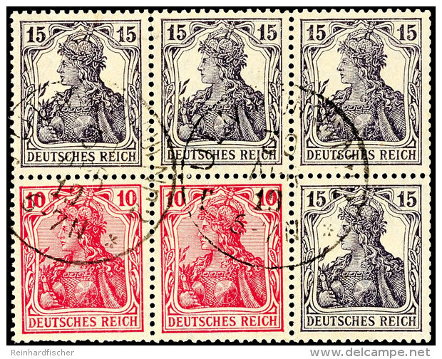 Germania 1919, 10 Pf. + 15 Pf. Dunkelviolett, Gestempelt, "ULM 30. AUG 19", Gepr. Infla, Mi. 240.-, Katalog:... - Autres & Non Classés