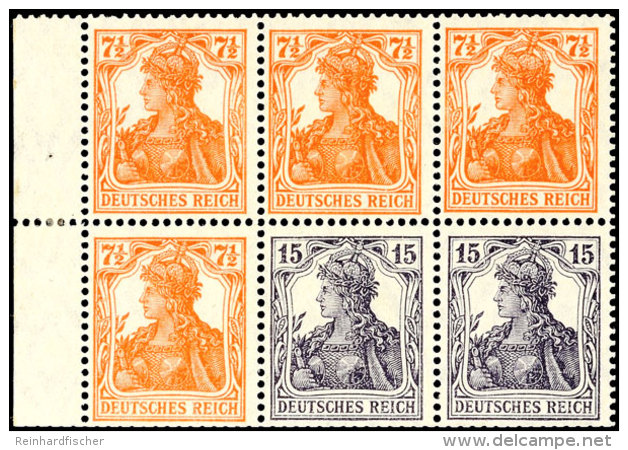 Germania 1917/18, 7&frac12; Pf. + 15 Pf. Heftchenblatt Mit Rand, Ungebraucht, Mi. 480.-, Katalog: HBl.16baA0... - Autres & Non Classés
