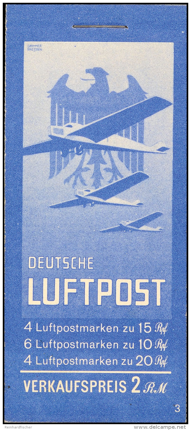 1931 Flugpost, ONr. 3, Postfrisch, Deckel Öffnungsbug, Rückseite Beschädigt, 3 Luftpost-Klebezettel... - Booklets