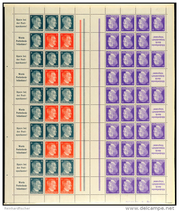 Hitler 1941, 4+8+6 Pf., Markenheftchenbogen Mit HAN 20144.41 2 Br, Postfrisch (übliche Leichte... - Autres & Non Classés