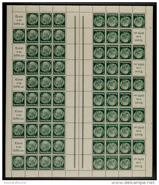 Markenheftchenbogen "Hindenburg", Type 3 "Innenabstand Der Strichellinien 10,5 Mm", Postfrisch, Tadellos, Mi.... - Sonstige & Ohne Zuordnung
