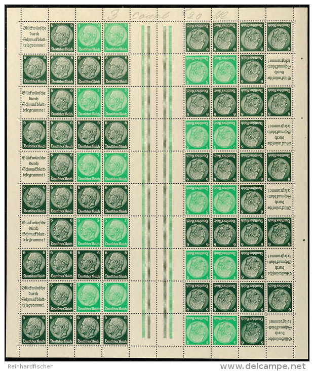 Hindenburg 1939, 5+6 Pf., Markenheftchenbogen Postfrisch (Oberrand Beschrieben), Mi. 400.-, Katalog: MHB48... - Otros & Sin Clasificación