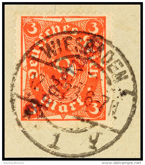 3 Mk Orangerot, Violettschwarzer Aufdruck "Regierung" In Type II, Mit Vollem Stempel "WIESBADEN 1 Q 12.2.23" Auf... - Autres & Non Classés