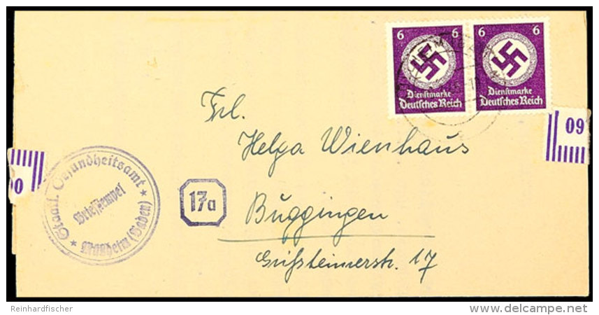 6 Pf. Schwärzlichpurpurviolett, Waager. Paar A. Dienstbrief Vom 22.4.45, Tadellos, Gepr. A. Schlegel BPP, Mi.... - Sonstige & Ohne Zuordnung