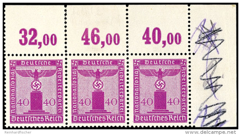 40 Pfennig Parteidienstmarke Mit Falschem Reihenzähler "46" Statt "36", Postfrisch Im Waag.... - Autres & Non Classés