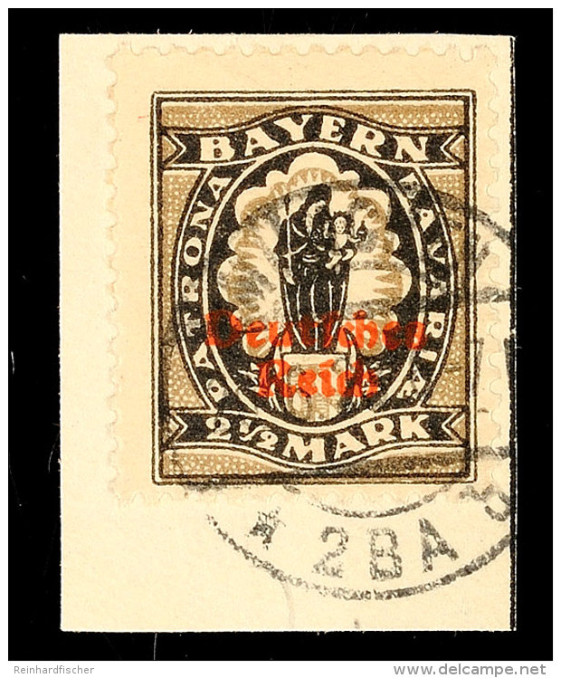 2 1/2 Mk Steindruck, Tadellos Auf Briefstück, Gepr. Infla, Peschl, Bechtold BPP, Mi. 120.-, Katalog: 133II... - Autres & Non Classés