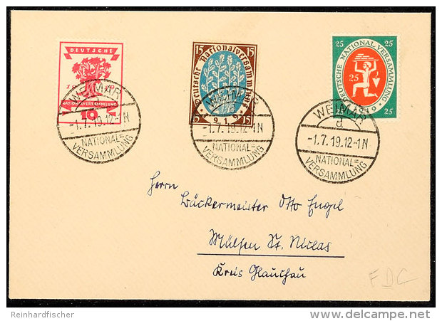 1919 National-Versammlung Auf Adressiertem FDC Mit Pass. SST Weimar 1.17.19, Tadellos, Katalog: 107/09 FDC1919... - Autres & Non Classés