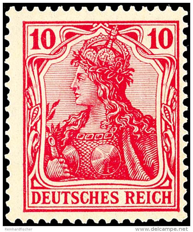 10 Pfennig Germania, Friedensdruck, Orangerot, Tadellos Postfrisch, Fotoattest Jäschke-Lantelme BPP: "echt In... - Autres & Non Classés
