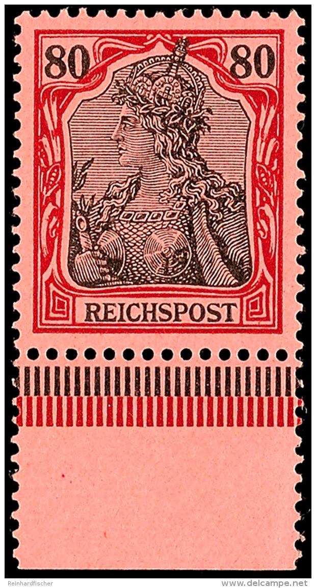 80 Pf. Reichspost, Unterrandstück Postfrisch (Falzrest Im Rand), Gepr. Jäschke-L BPP, Mi. 240,-, Katalog:... - Autres & Non Classés