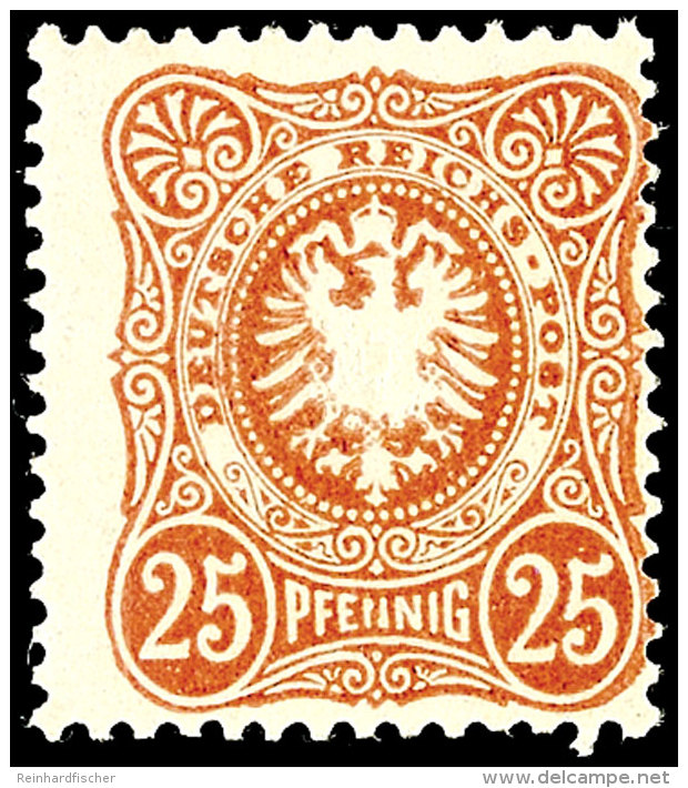 25 Pfg. Orangebraun Mit Plattenfehler IV, Postfrisch, Geprüft Jäschke-L. Bpp, Mi. 150,-, Katalog: 43c IV... - Autres & Non Classés