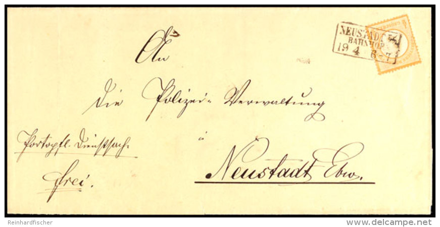 1/2 Gr. Orange, Großer Schild, Mit Preussen-Ra3 "NEUSTADT E/W. BAHNHOF" Auf Dienstsachen-Ortsbrief, Katalog:... - Autres & Non Classés