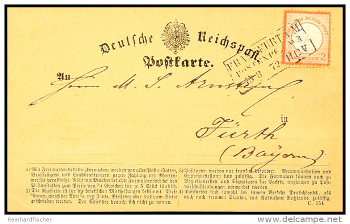 2 Kr. Kleiner Schild Ziegelrot Mit Ra3 FRANKFURT A.M. POSTEXPED. No. 3 15.8.72 Als Portogereche Einzelfrankatur Auf... - Autres & Non Classés