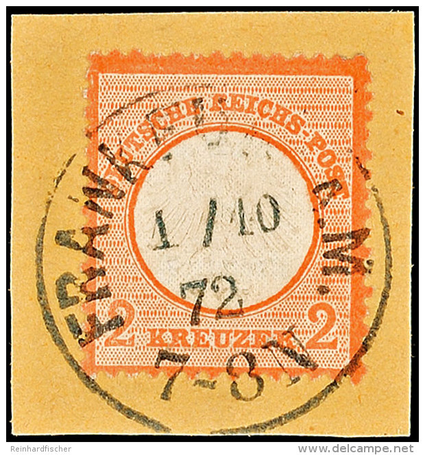 2 Kr. Kleiner Schild, Ziegelrot, Zentrisch Gestempelt "FRANKFURT A. M. 1/10 72", Luxus, Fotobefund Hennies BPP... - Autres & Non Classés