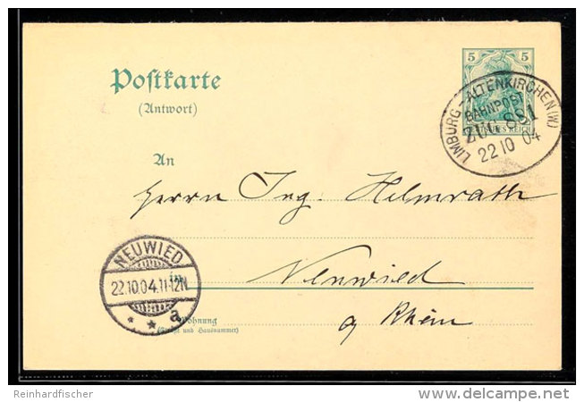 "LIMBURG-ALTENKIRCHEN ZUG 984" - Bahnpost-Ovalstempel, Auf GS-Antwort-Postkarte 5 Pfg Germania Mit Absenderangabe... - Otros & Sin Clasificación