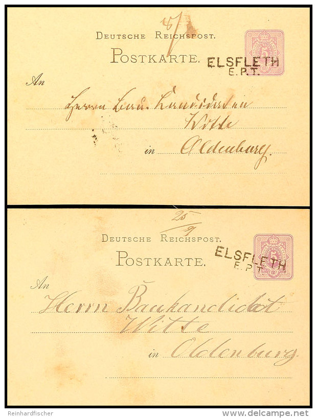 "ELSFLETH E.P.T." - L2, Je Klar Auf Zwei GS-Postkarten DR 5 Pfg. In 1879 Nach Oldenburg An Gleiche Adresse,... - Otros & Sin Clasificación