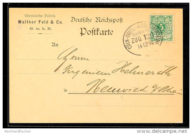 "CÖLN-DEUTZ-NIEDERLAHNSTEIN ZUG 126" - Bahnpost-Ovalstempel, Auf Privatem Postkartenformular Einer Fabrik Aus... - Autres & Non Classés