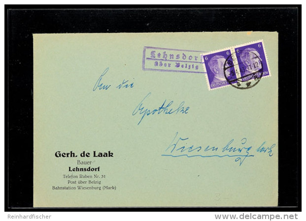 "Lehnsdorf / über Belzig", Auf Brief 1943 Nach Wiesenburg/Mark  BFLehnsdorf / Over Belzig, On Cover 1943... - Otros & Sin Clasificación