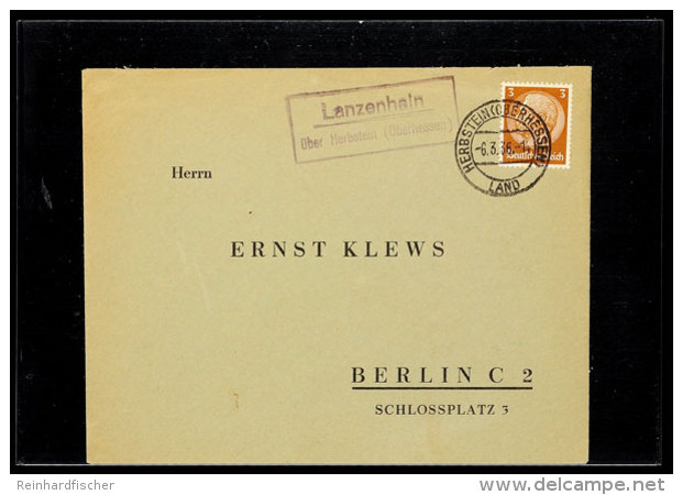 "Lanzenhain / über Herbstein (Oberhessen)", Auf Drucksachenbrief 1936 Nach Berlin  BFLanzenhain / Over... - Other & Unclassified