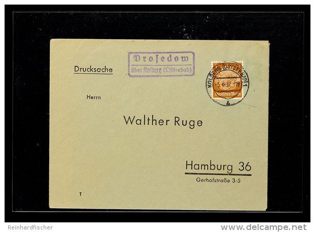 "Drosedow / über Kolberg (Ostseebad)", 1937, Auf Drucksachenbrief Nach Hamburg  BFDrosedow / Over Kolberg... - Autres & Non Classés