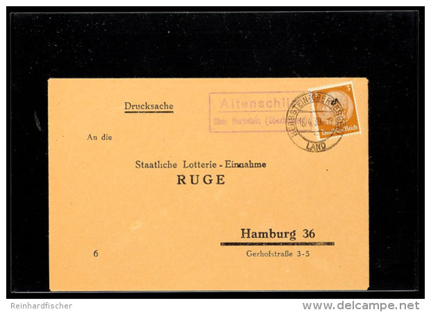 "Altenschlirf / über Herbstein (Oberhessen)", Auf Drucksachenbrief 1939 Nach Hamburg  BFAltenschlirf /... - Otros & Sin Clasificación