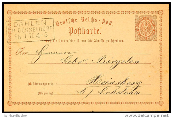"DAHLEN R.B.DÜSSELDORF 26 1 75" - Ra3, Auf GS-Postkarte 1/2 Gr. Nach Heinsberg, Katalog: P1 BFDAHLEN R. B.... - Autres & Non Classés