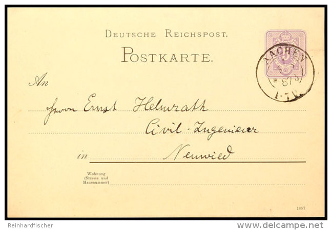 "AACHEN 1 *b 6 12 87" - K2, Aptierter DAS-Stempel, Rheinische Innenaptierung, Auf GS-Postkarte 5 Pfg Nach Neuwied,... - Otros & Sin Clasificación