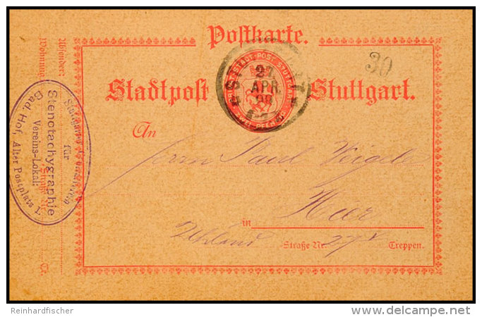 Stuttgart, Stadtpost, 2 Pfg Ganzsachenkarte Bedarfsgebraucht 27.4.99 Mit Absenderstempel Stenotachygraphie Verein ... - Autres & Non Classés