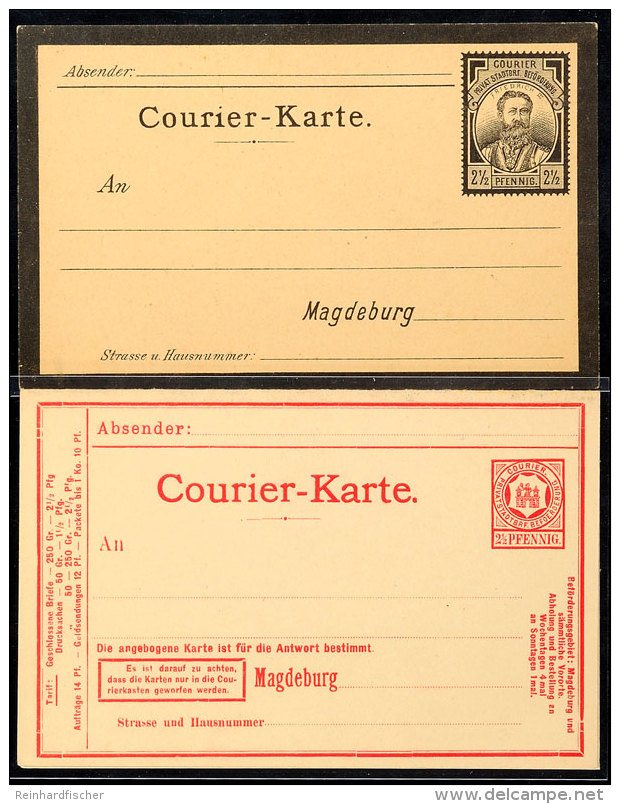 MAGDEBURG COURIER, Ungebrauchte GS-Postkarte 2 1/2 Pfg, "Trauerkarte Zum Tode Kaiser Friedrich III." Und... - Otros & Sin Clasificación