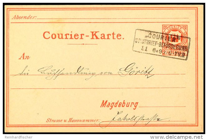 MAGDEBURG COURIER, GS-Postkarte 2 1/2 Pfg Orangerot (seltene Erstauflage), Bedarfsgebraucht Mit Ra3 "COURIER... - Otros & Sin Clasificación