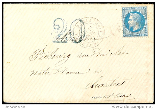 1871, 20 C. Napoléon Mit Undeutlichem Stempel Auf Kleinformatigem Umschlag Aus PARIS 17.FEBR.71 Mit Blauem... - Otros & Sin Clasificación