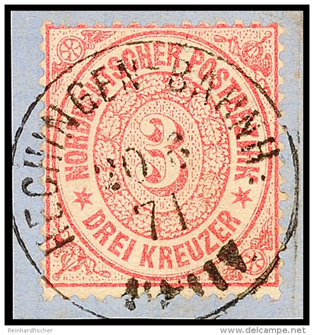 "HECHINGEN-BAHNH: 20 6 71", Ablöser-K1, Vollständiger Abschlag Auf Briefstück 3 Kr., Ein Fehlzahn,... - Autres & Non Classés