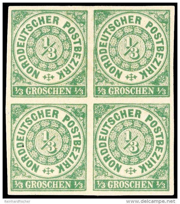 1/3 Groschen Grün, Abart "ohne Durchstich", Allseits Breitrandiger Viererblock, Tadellos Ungebraucht Mit... - Otros & Sin Clasificación