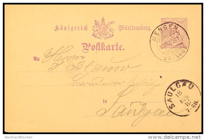 "MENGEN BAHNHOF 18 VIII 85" - Datumsbrückenstempel, Auf GS-Postkarte 5 Pfg Nach Saulgau, Katalog: P26... - Autres & Non Classés
