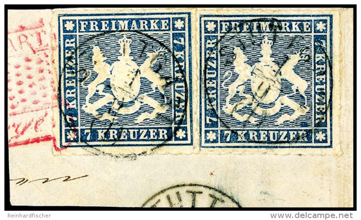 7 Kreuzer Schieferblau, Zwei Tadellos Durchstochene Und Farbfrische Kabinettstücke Auf Briefstück Mit... - Autres & Non Classés
