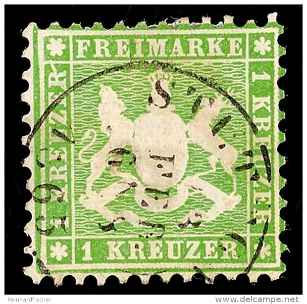 1 Kr. Mittelgelblichgrün, Vollzähniges Kabinettstück Mit Plattenfehler II "letztes R Vom Linken... - Autres & Non Classés