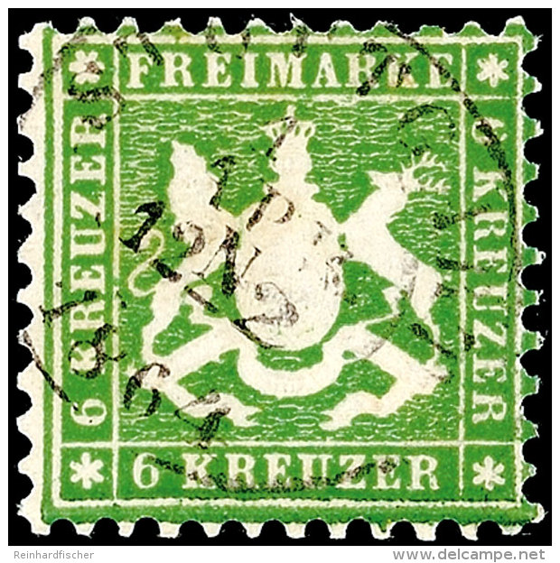 6 Kreuzer Hellgelbgrün, Farbfrisches Kabinettstück, Klar Gestempelt "STUTTGART", Gepr. Irtenkauf BPP, Mi.... - Other & Unclassified