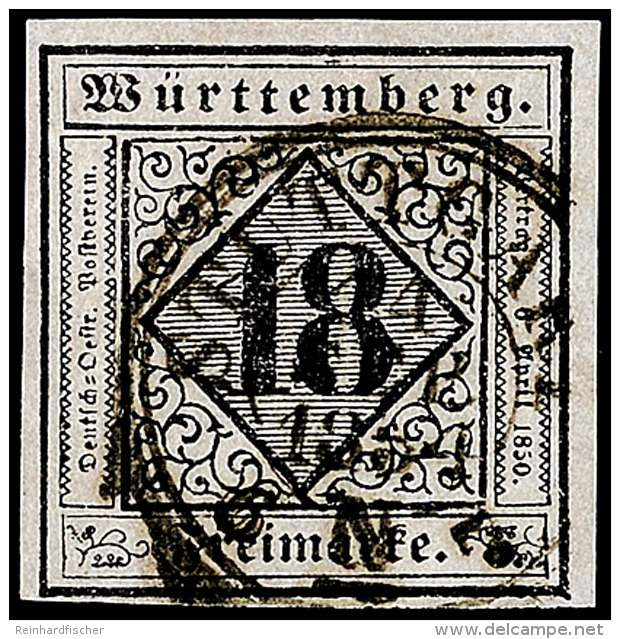 18 Kreuzer Schwarz Auf Bläulichviolett, Type II, Allseits Vollrandiges Und Farbfrisches Kabinettstück,... - Otros & Sin Clasificación