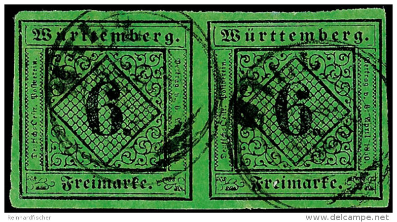 6 Kreuzer Schwarz Auf Gelblichgrünem Seidenpapier, Type III, Farbfrisches Und Allseits Breitrandiges... - Otros & Sin Clasificación