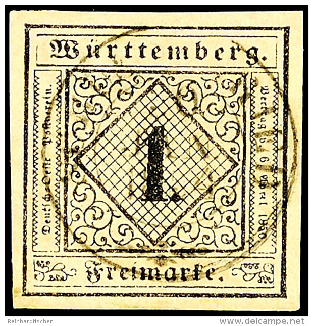 1 Kr. Auf Mittelgraugelb, Vierseitig Gleichmäßig Schön Breitrandig, Zentrisch Gestempeltes... - Autres & Non Classés