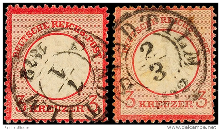 "STADTILM 7/1 1872" U. "STADTILM 2/3 1872" - K2, Auf Zwei Stück DR 3 Kr. Kleiner Brustschild, Leichte... - Autres & Non Classés