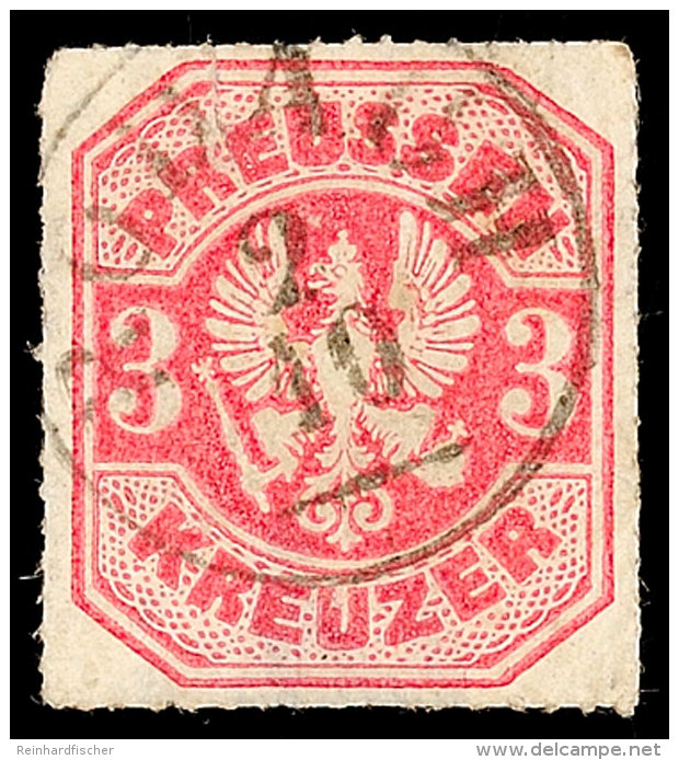 "RODACH 2 10 (1867)" - K1, Klar Auf Farbfrischer Preußen 3 Kr., Unten Dünn, Gepr. Flemming BPP, Katalog:... - Autres & Non Classés