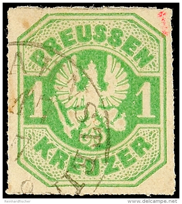 "OBERLAHNSTEIN 17 7" - K1, Teilabschlag Auf Farbfrischer Preussen 1 Kr., Kleine Rote Signatur In Rechter Oberer... - Autres & Non Classés