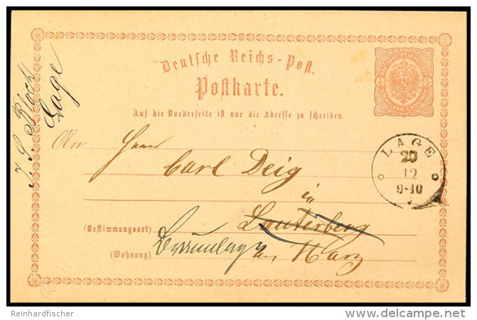 "LAGE 20 12 (1874)" - K1, Auf GS-Postkarte DR 1/2 Gr. Nach Lauterberg, Von Dort Nach Braunlage Nachgesendet,... - Autres & Non Classés