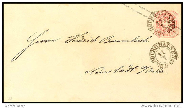 "HILDBURGHAUSEN 11/7 1867" - K2, Klar Auf Preussen-GS-Umschlag 3 Kr. Nach Neustadt/Orla, Katalog: Pr.U36... - Autres & Non Classés