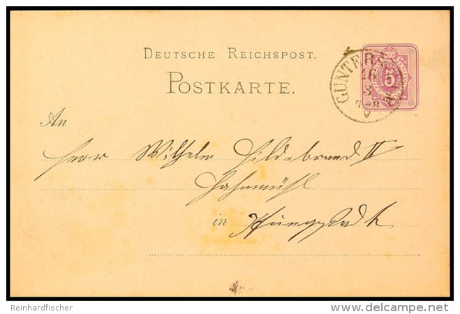 "GUNTERSBLUM 16 3 (1880)" - K1, Auf GS-Postkarte DR 5 Pfg Nach Pfungstadt, Kleine Patinapuren, Katalog: DR P5... - Otros & Sin Clasificación