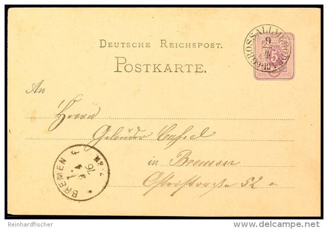 "GROSSALLMERODE 9/4 (1876)" - Kleiner K1 Mit Uhrzeit Statt Kringel, Herrlich Klar Auf DR GS-Postkarte 5 Pfge Nach... - Autres & Non Classés