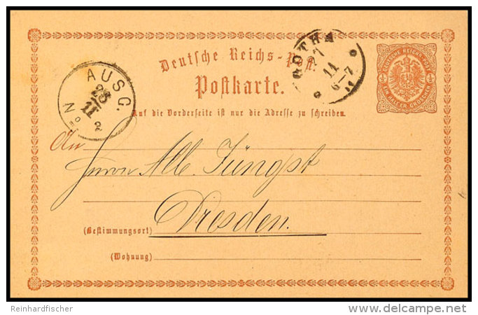 "GOTHA 27 11 (1874)" - K1, Auf GS-Postkarte DR 1/2 Gr. Nach Dresden Mit Interess. Ausgabe-Stempel, Katalog: DR P1... - Autres & Non Classés
