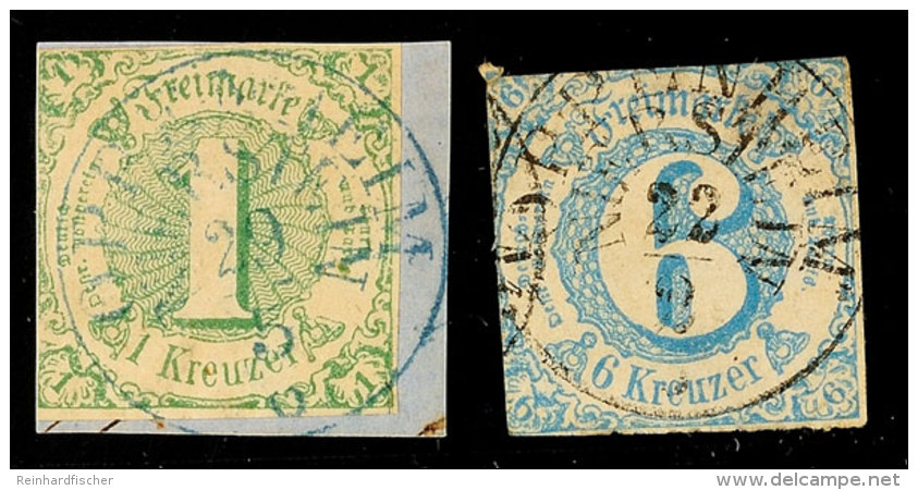OPPENHEIM NIERSTEIN - Blauer Postablage-K1, Auf Briefstück 1 Kr. II.Ausgabe Sowie In Schwarzer Stempelfarbe... - Autres & Non Classés